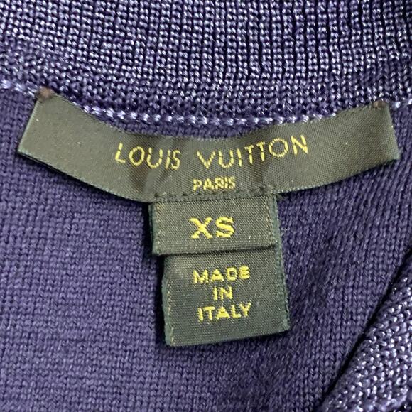 LOUIS VUITTON Size XS Metallic Purple Polyester Merino Wool Mini Polo Dress - Picture 5 of 6